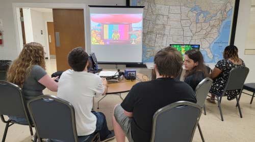 playing warioware on the projector